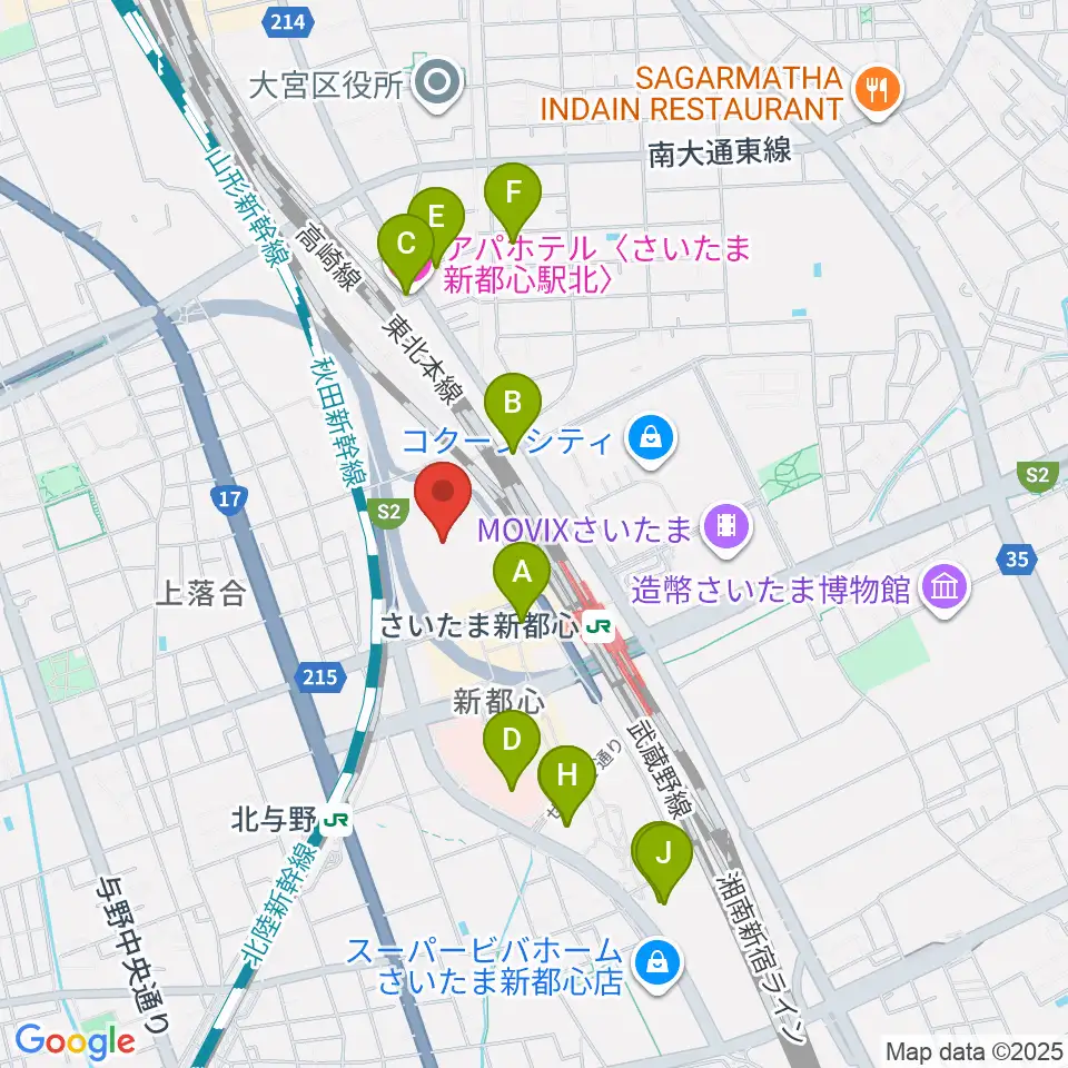 さいたまスーパーアリーナ周辺のホテル一覧地図