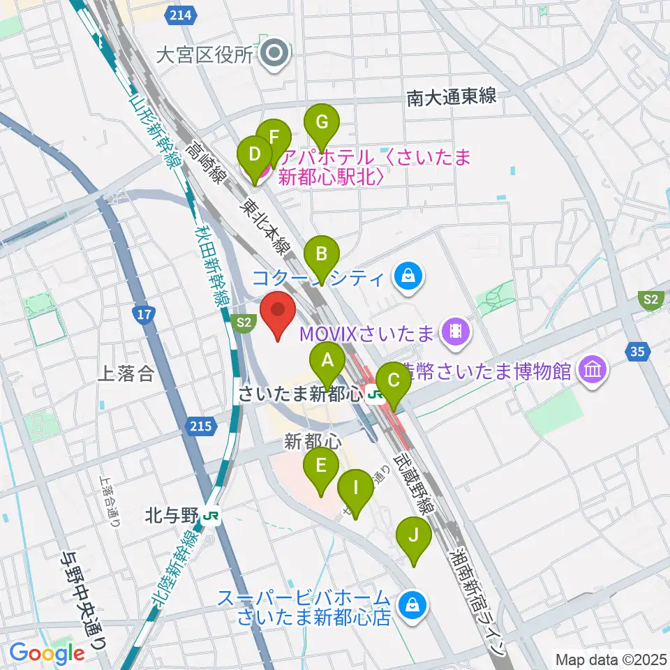 さいたまスーパーアリーナ周辺のホテル一覧地図