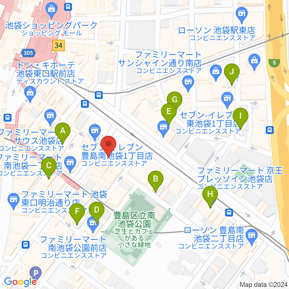 クロサワバイオリン池袋店周辺のホテル一覧地図