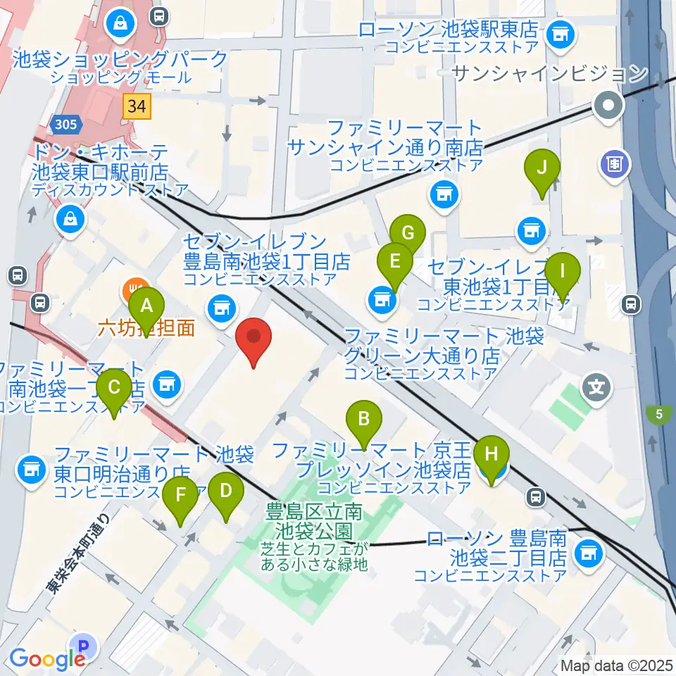 クロサワバイオリン池袋店周辺のホテル一覧地図