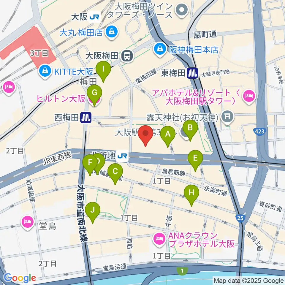 三木楽器ローブラスセンター周辺のホテル一覧地図
