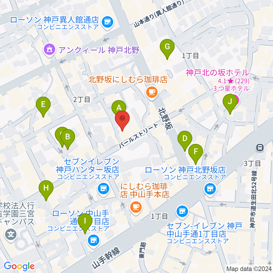 リードマン北野店周辺のホテル一覧地図