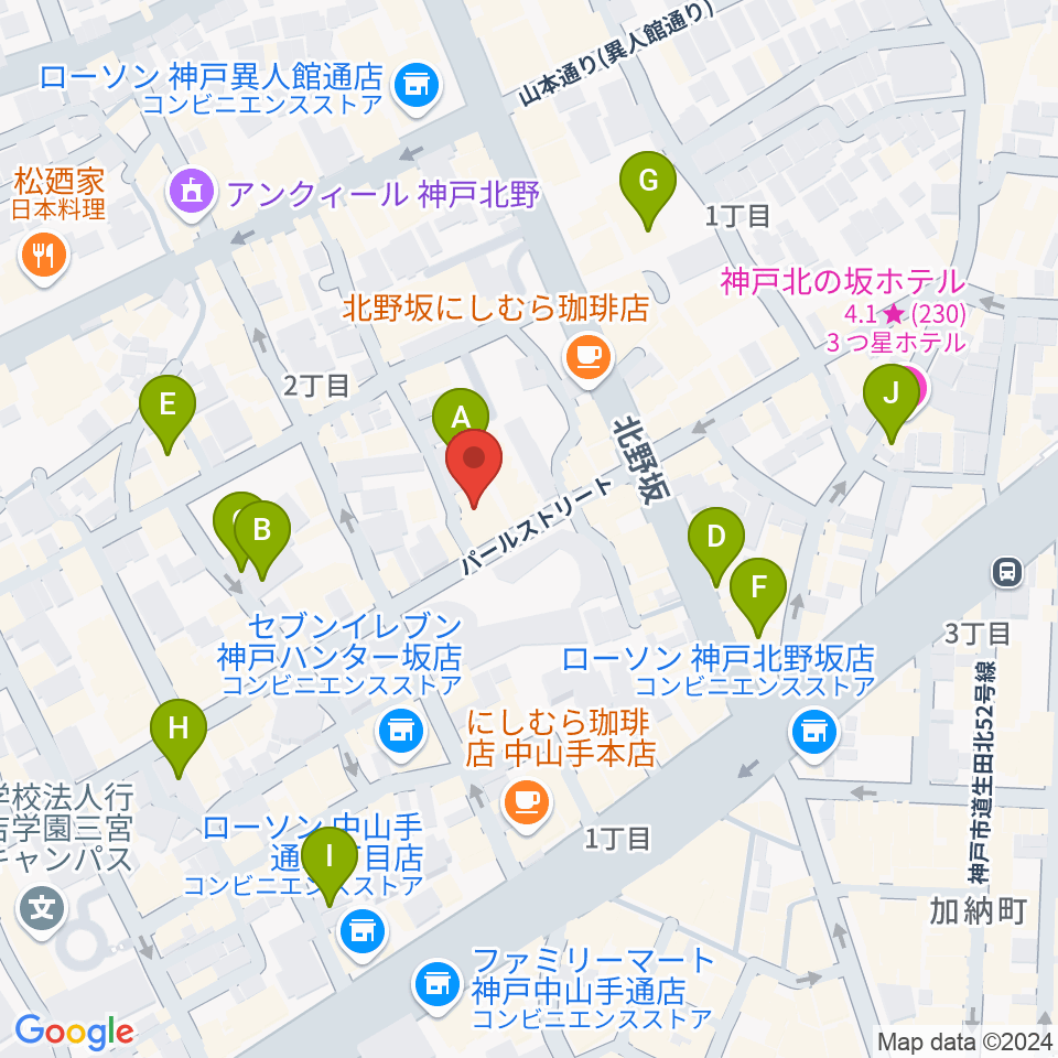 リードマン北野店周辺のホテル一覧地図