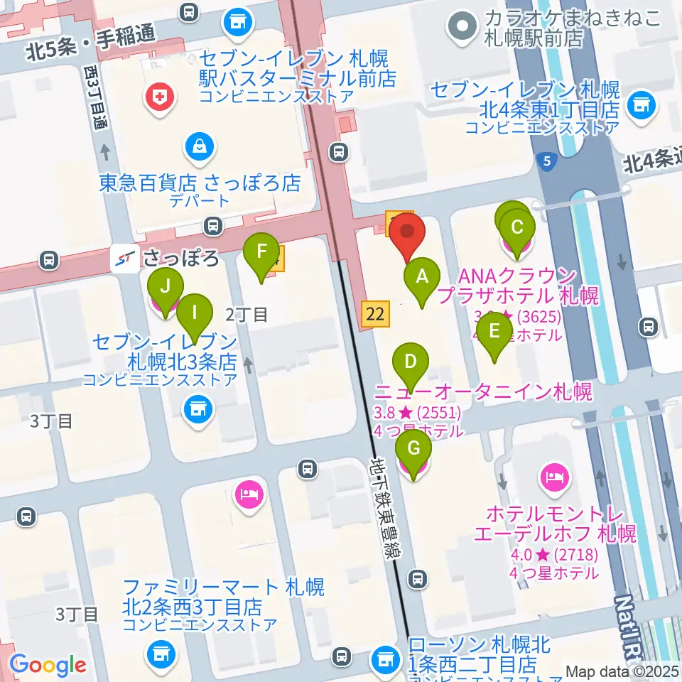 シャコンヌ札幌店周辺のホテル一覧地図