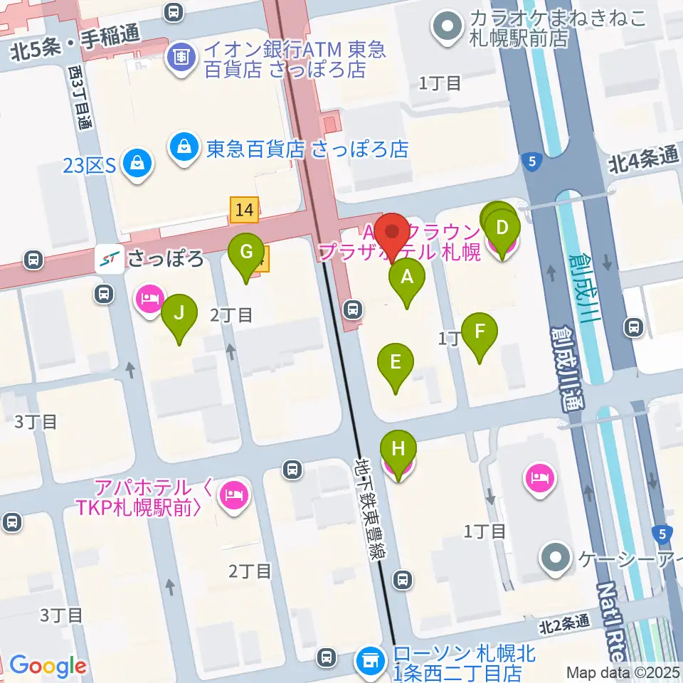 シャコンヌ札幌店周辺のホテル一覧地図