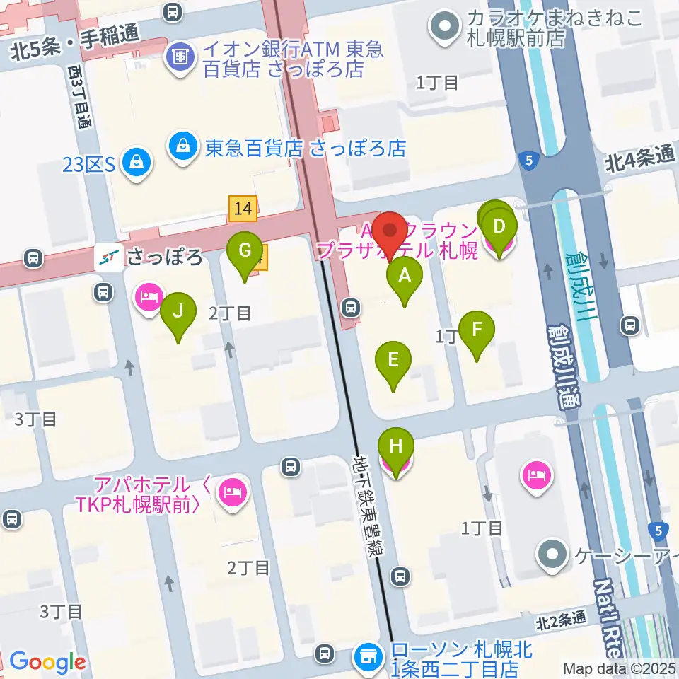 シャコンヌ札幌店周辺のホテル一覧地図