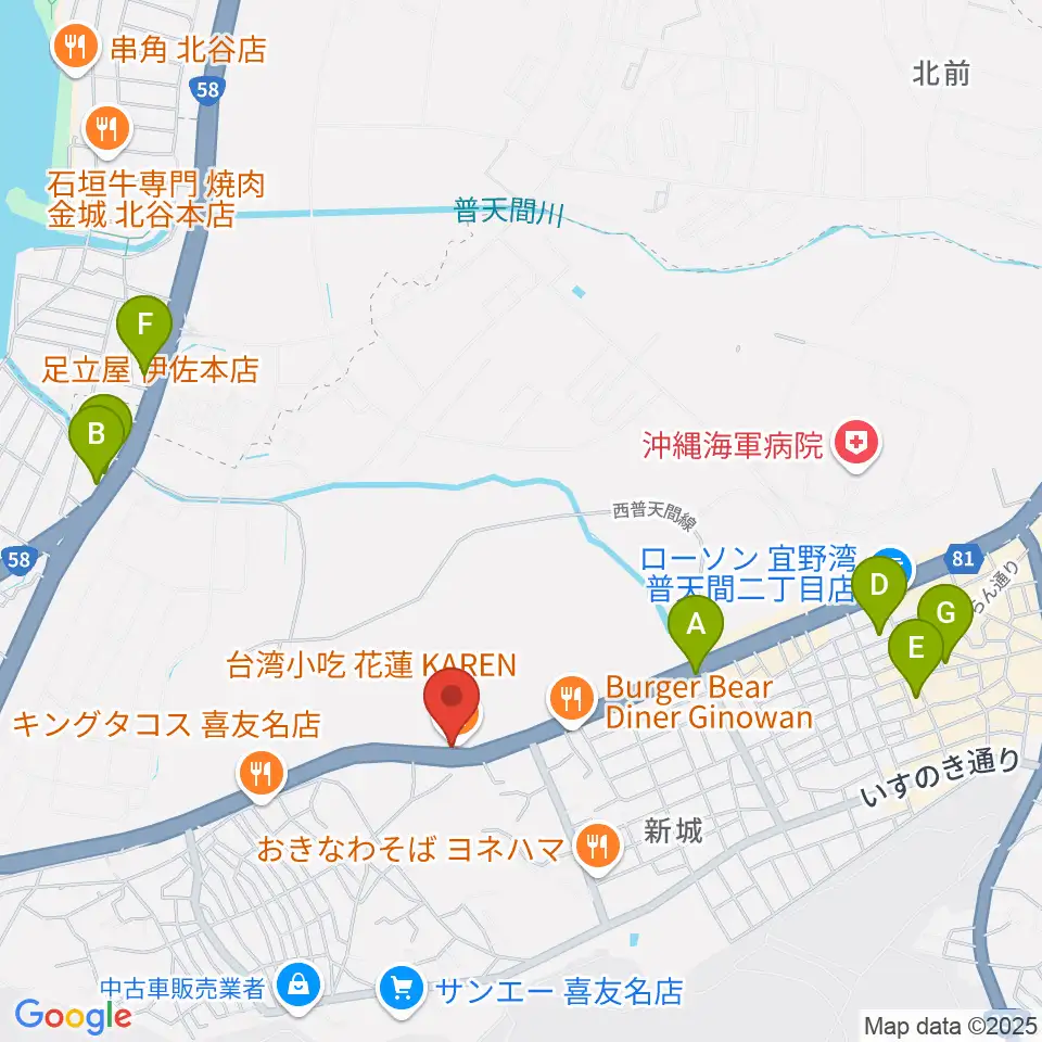 FMぎのわん周辺のホテル一覧地図