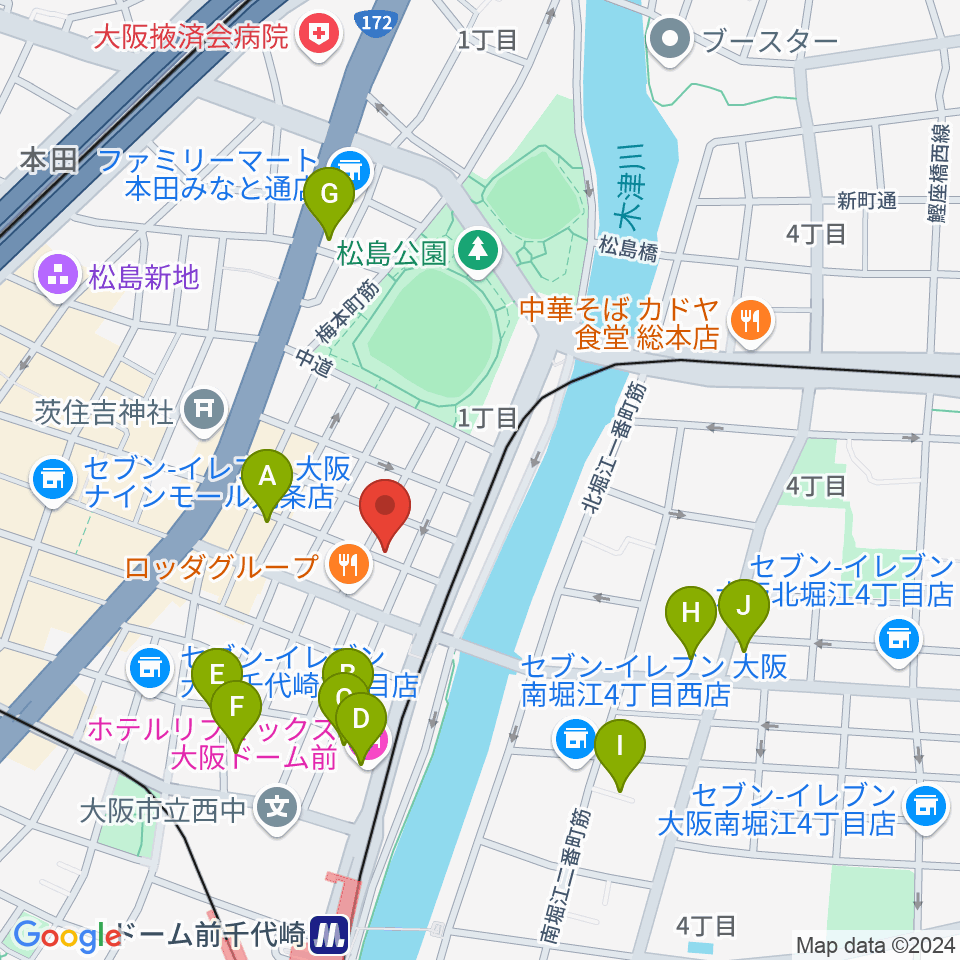 MUSIC OFFICE ギターショップ周辺のホテル一覧地図