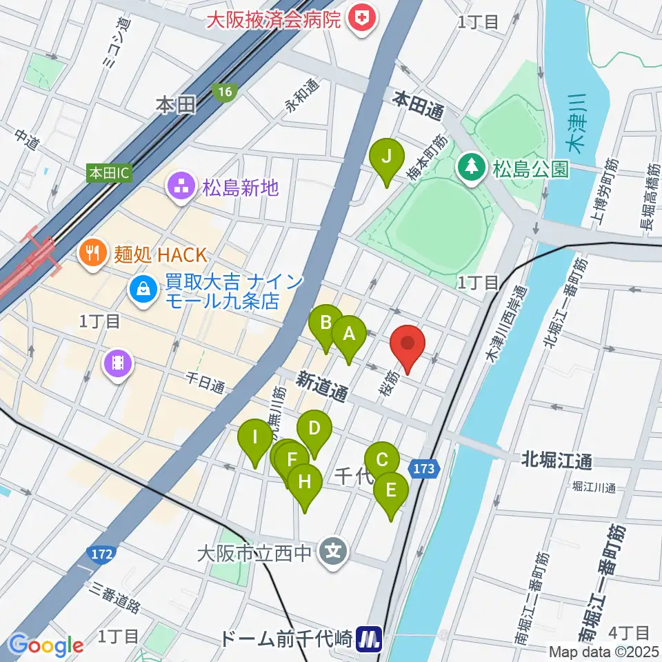 MUSIC OFFICE ギターショップ周辺のホテル一覧地図