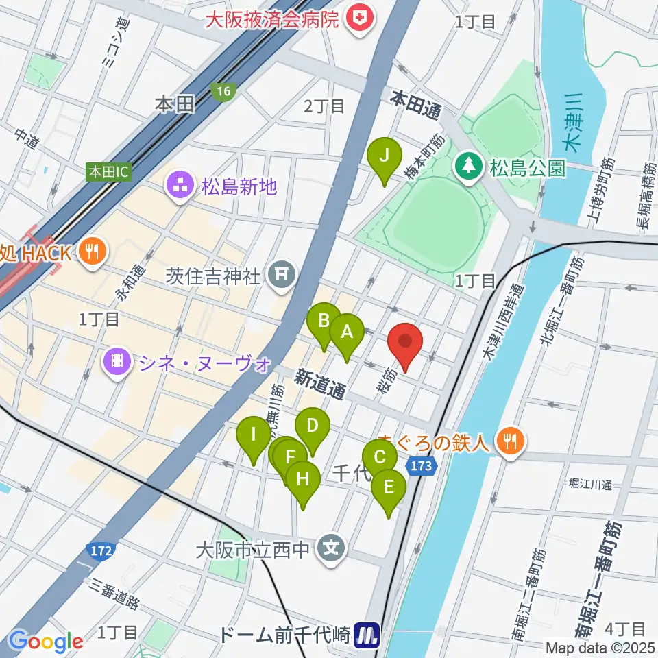 MUSIC OFFICE ギターショップ周辺のホテル一覧地図