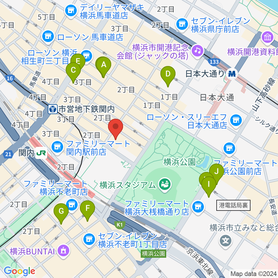 関内BarBarBar周辺のホテル一覧地図