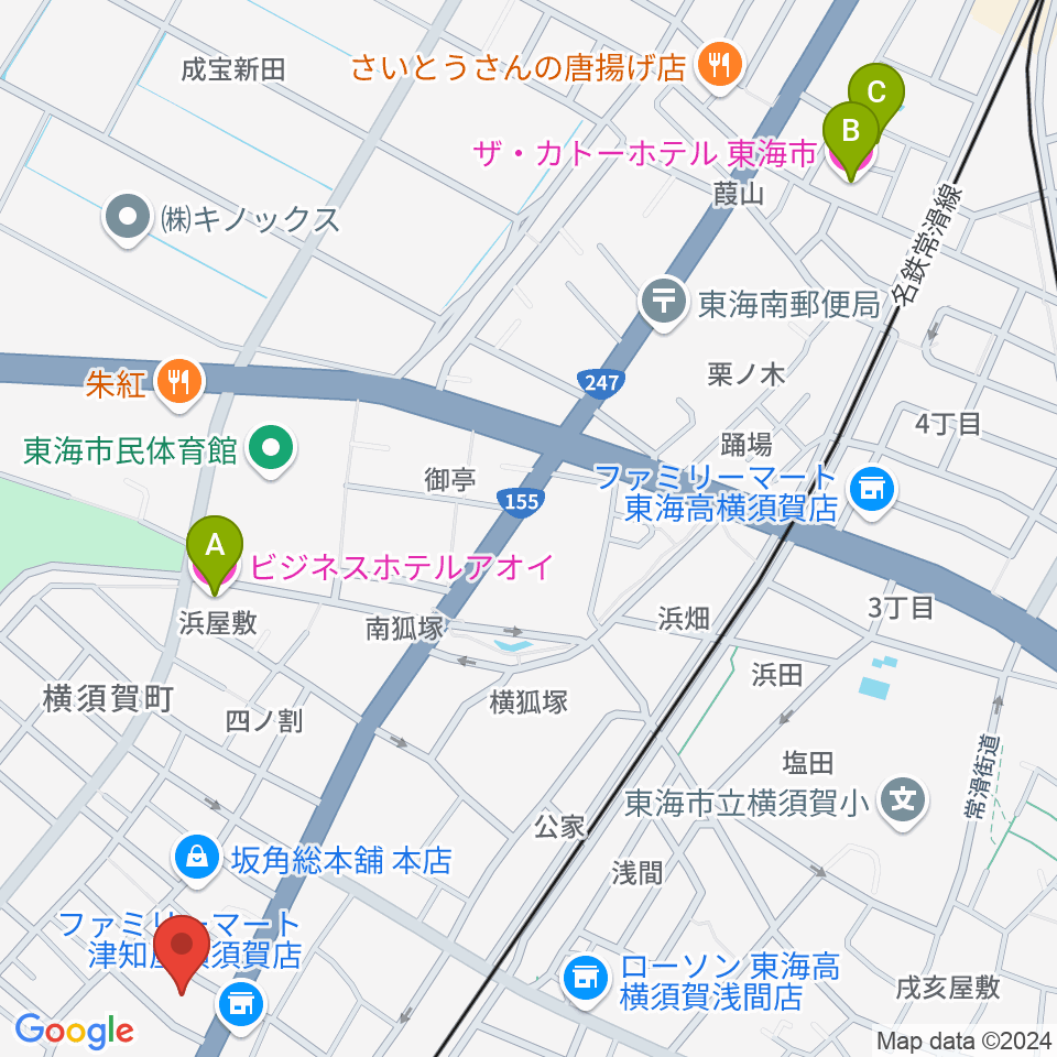 カワベフルート工房周辺のホテル一覧地図