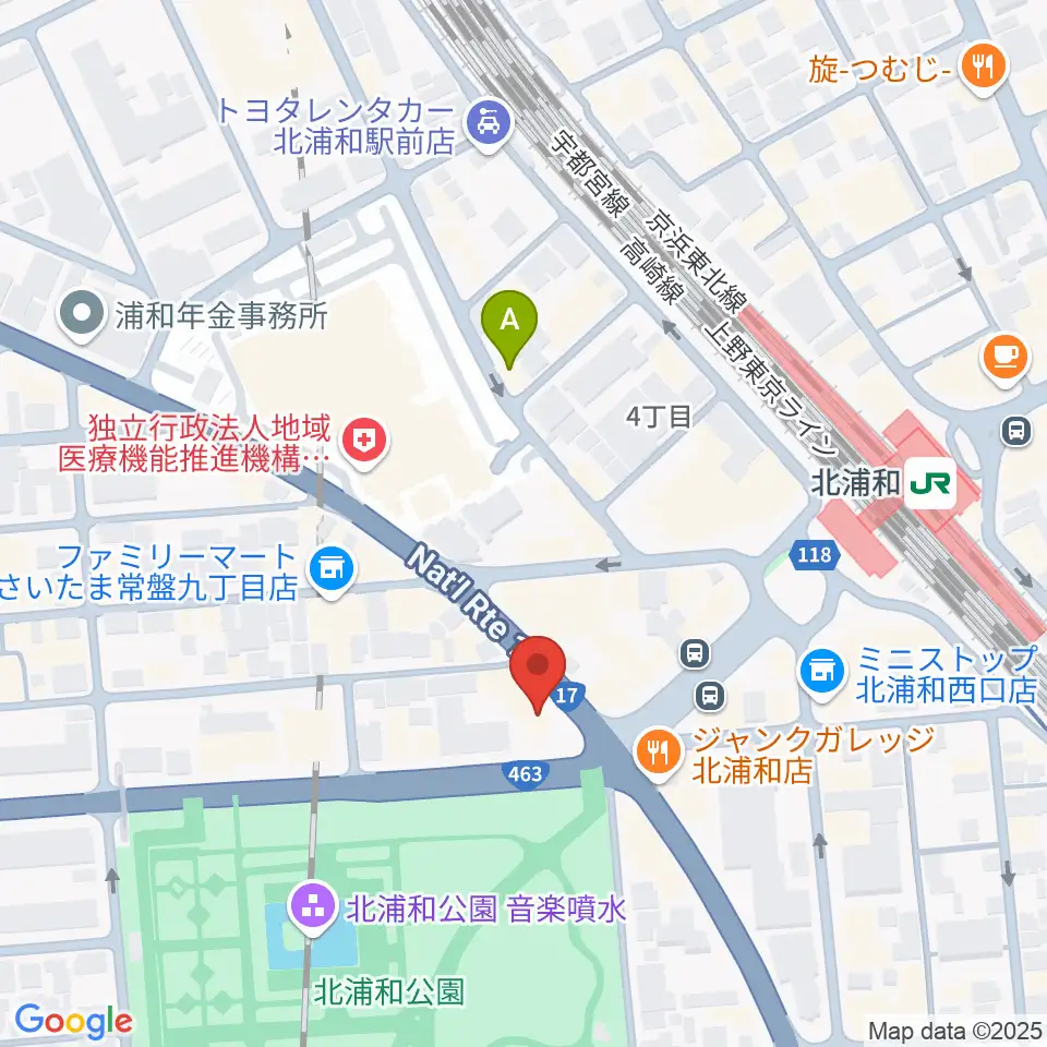 北浦和エアーズ周辺のホテル一覧地図