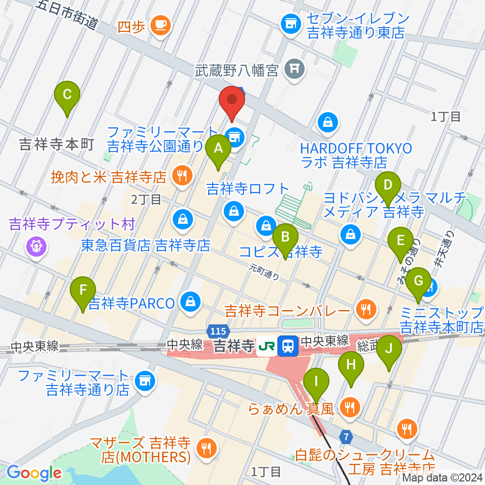 ピアノスタジオノア 吉祥寺店周辺のホテル一覧地図