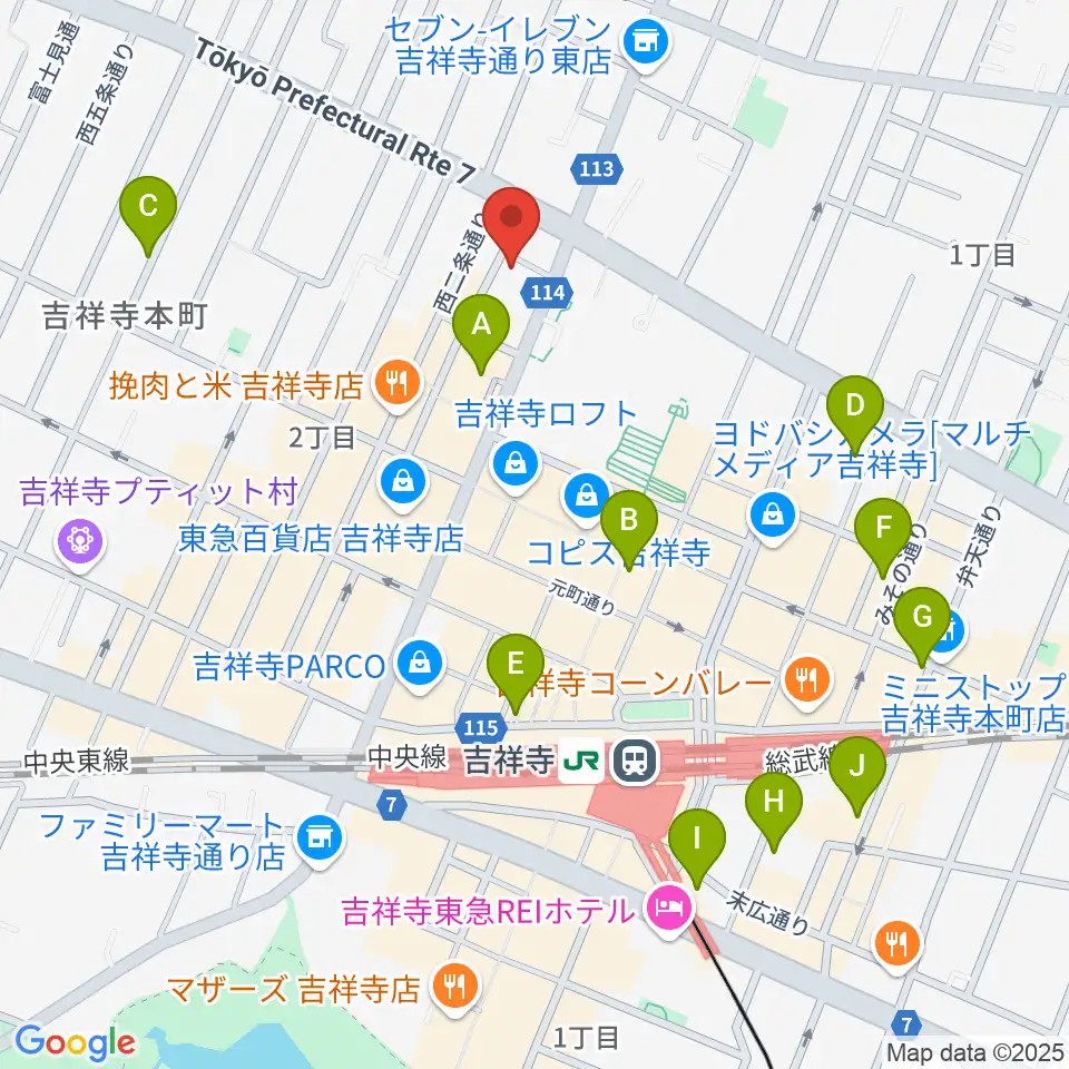 ピアノスタジオノア 吉祥寺店周辺のホテル一覧地図
