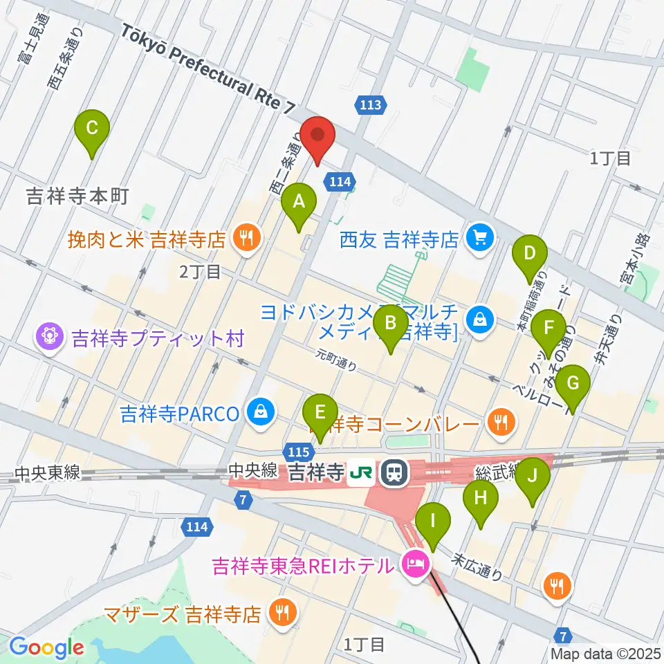 ピアノスタジオノア 吉祥寺店周辺のホテル一覧地図