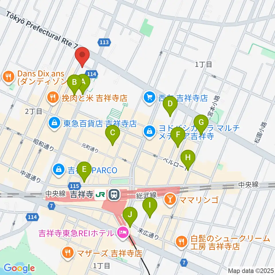 ピアノスタジオノア 吉祥寺店周辺のホテル一覧地図
