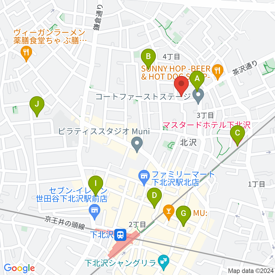 下北沢ハーフムーンホール周辺のホテル一覧地図