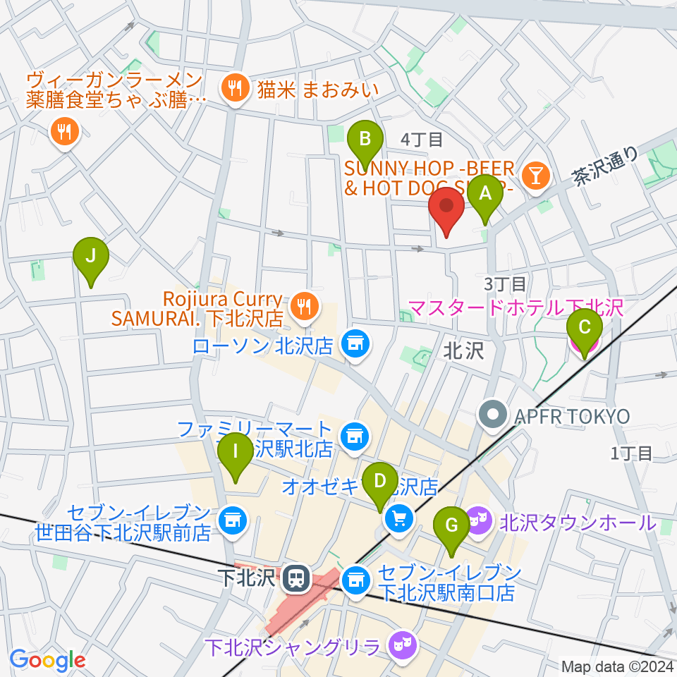 下北沢ハーフムーンホール周辺のホテル一覧地図