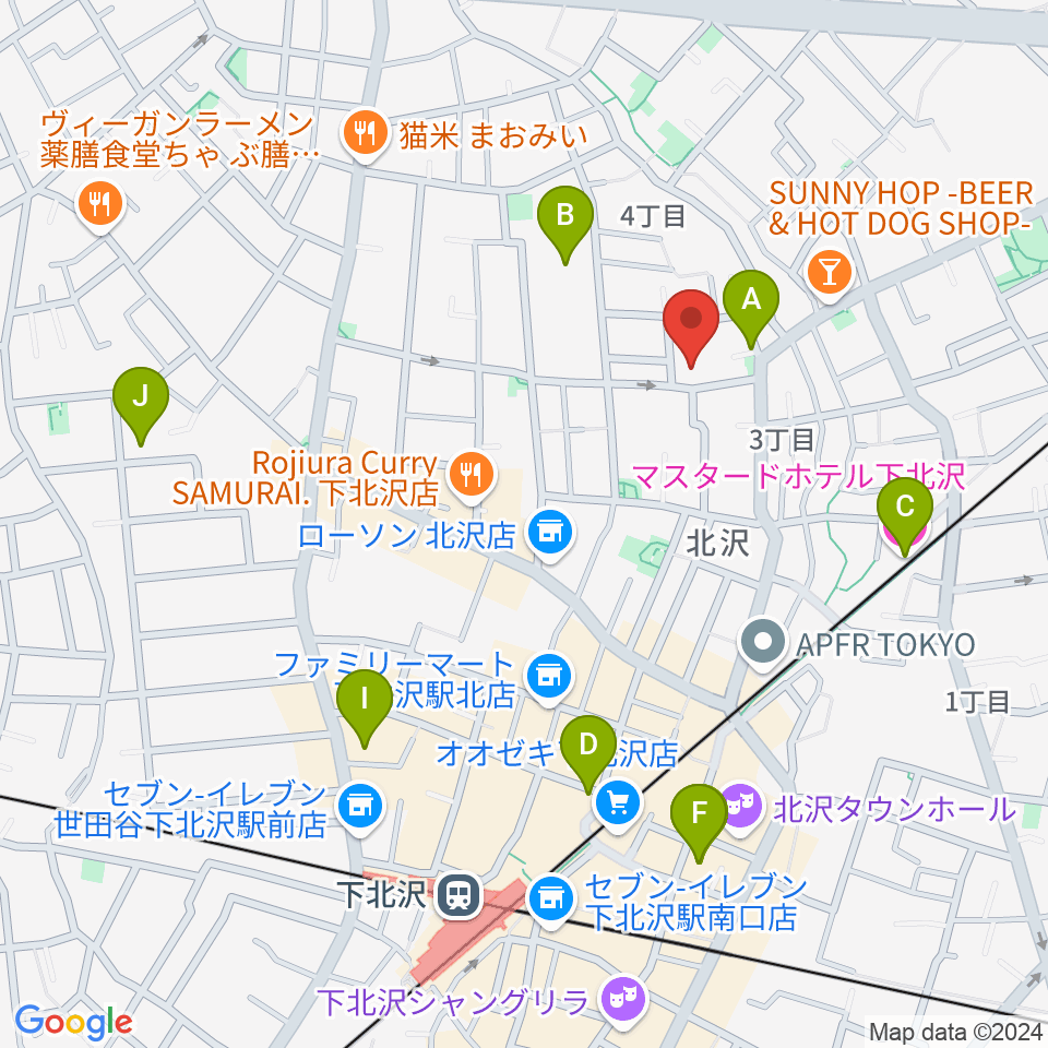 下北沢ハーフムーンホール周辺のホテル一覧地図