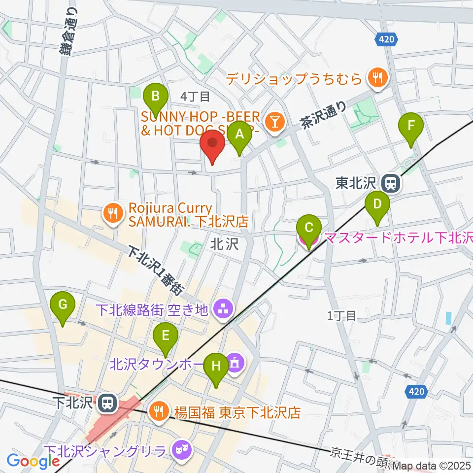 下北沢ハーフムーンホール周辺のホテル一覧地図