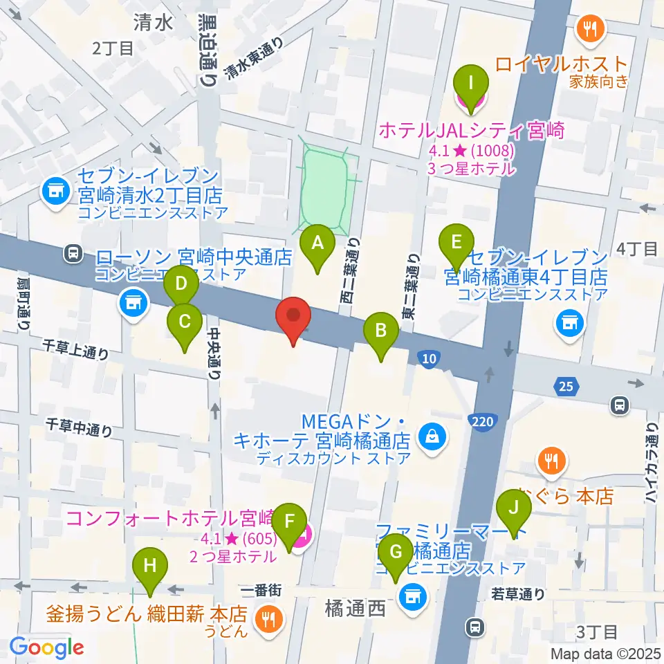 カワイ宮崎ショップ周辺のホテル一覧地図