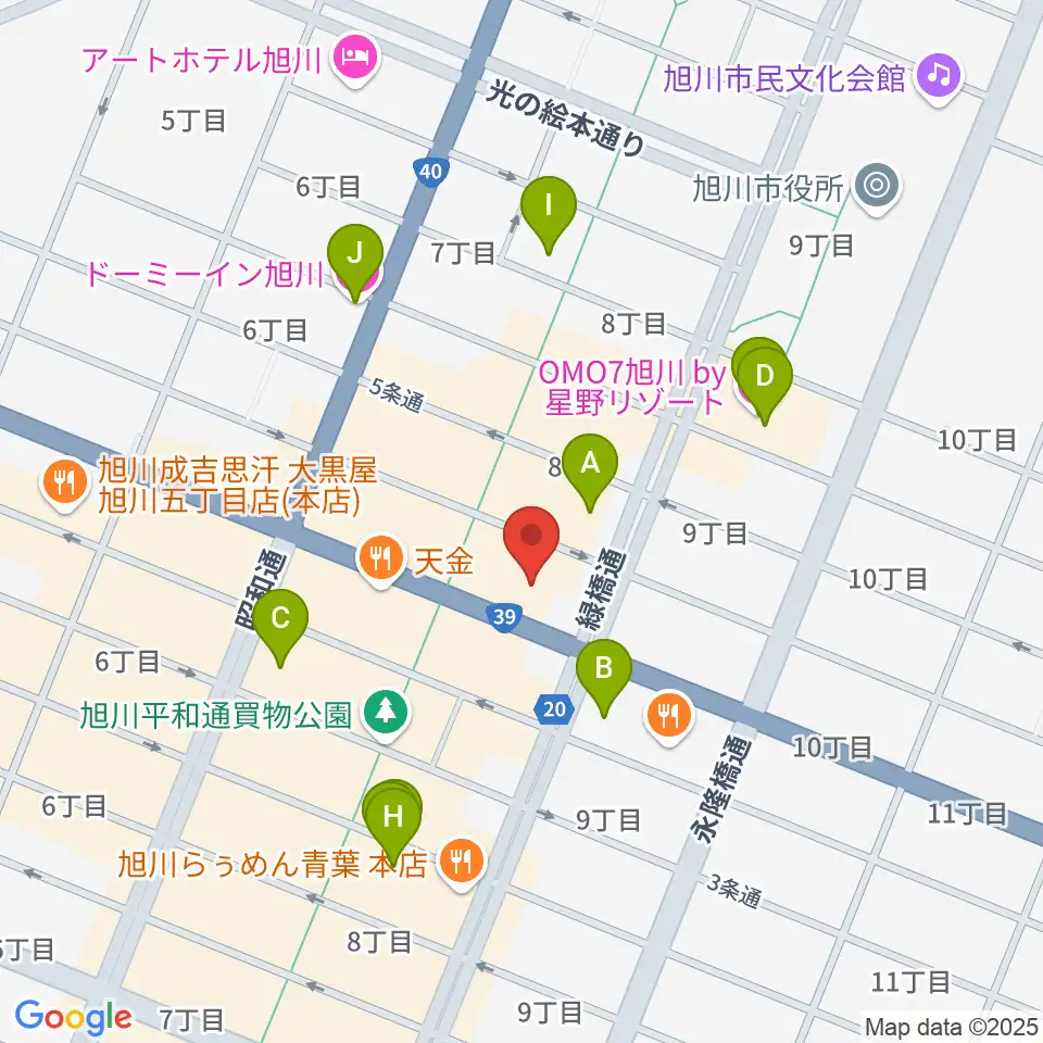 ヤマハミュージック 旭川店周辺のホテル一覧地図