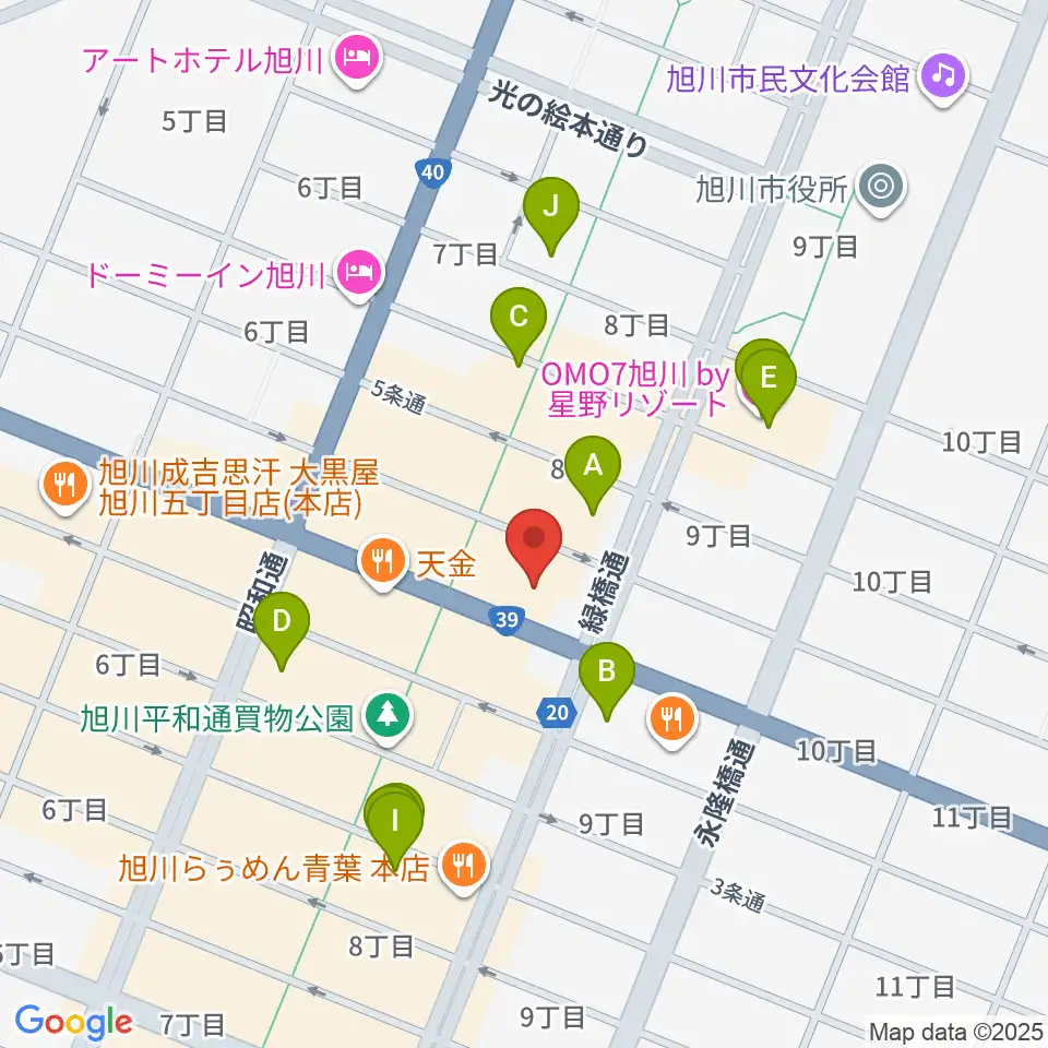 ヤマハミュージック 旭川店周辺のホテル一覧地図