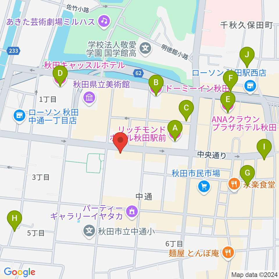 ヤマハミュージック 秋田店周辺のホテル一覧地図