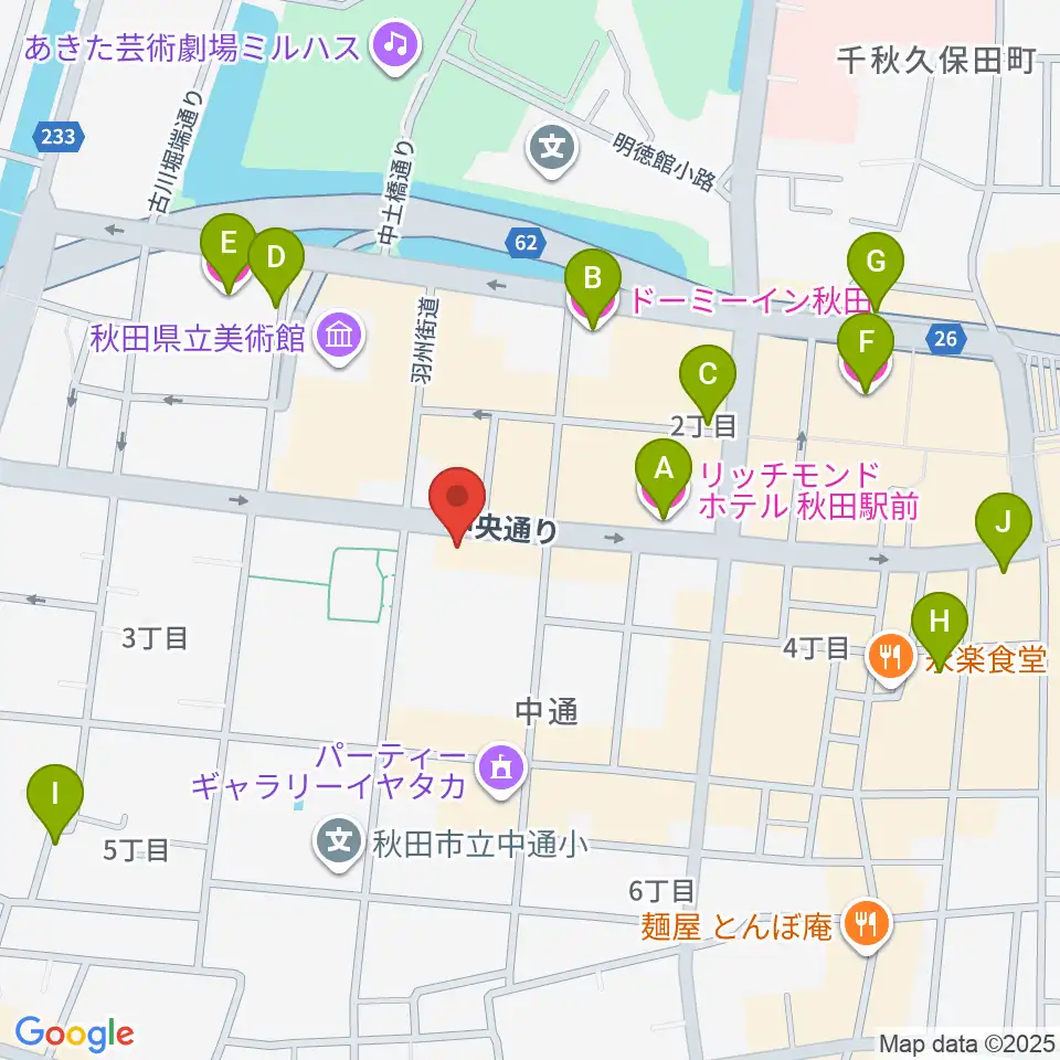 ヤマハミュージック 秋田店周辺のホテル一覧地図