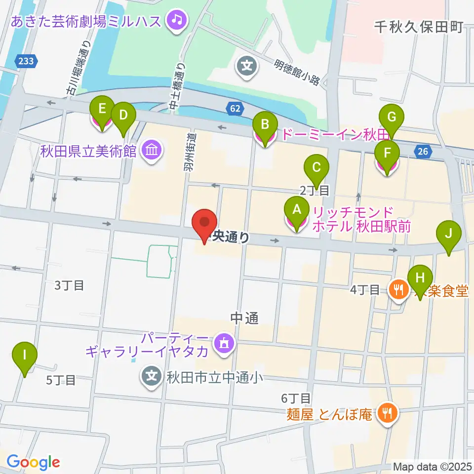 ヤマハミュージック 秋田店周辺のホテル一覧地図