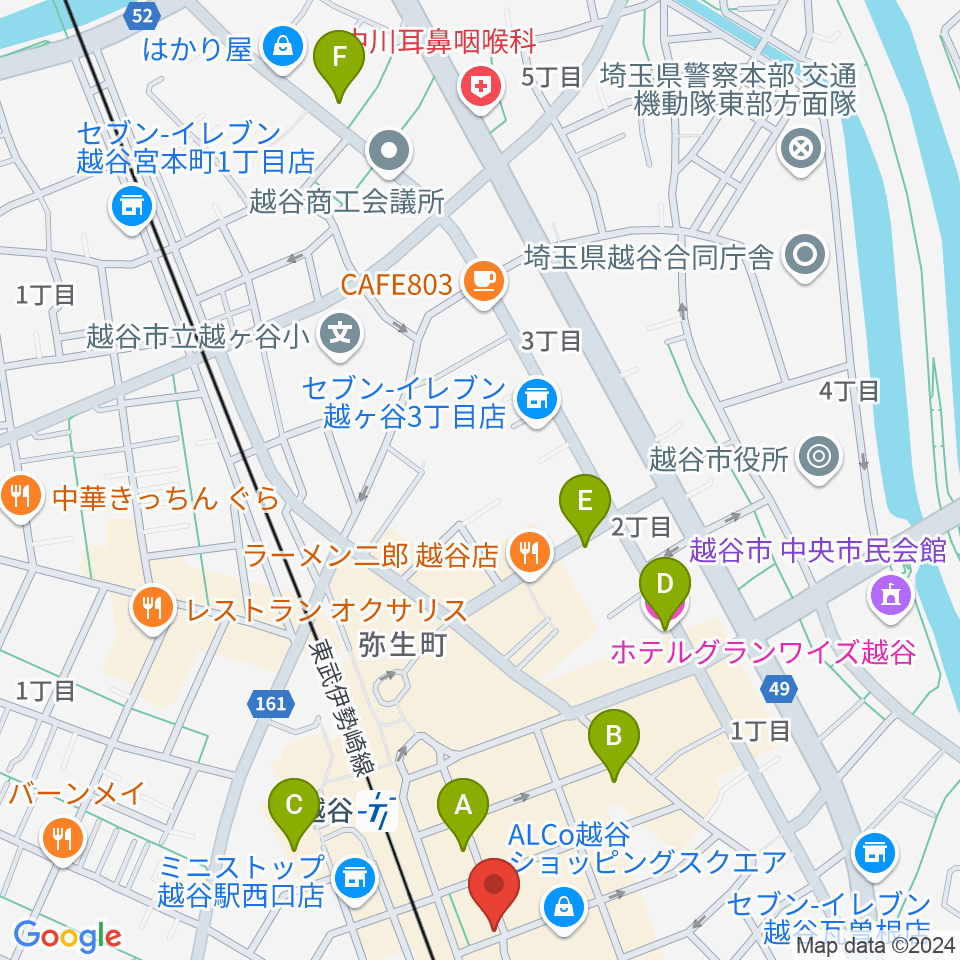 越谷イージーゴーイングス周辺のホテル一覧地図