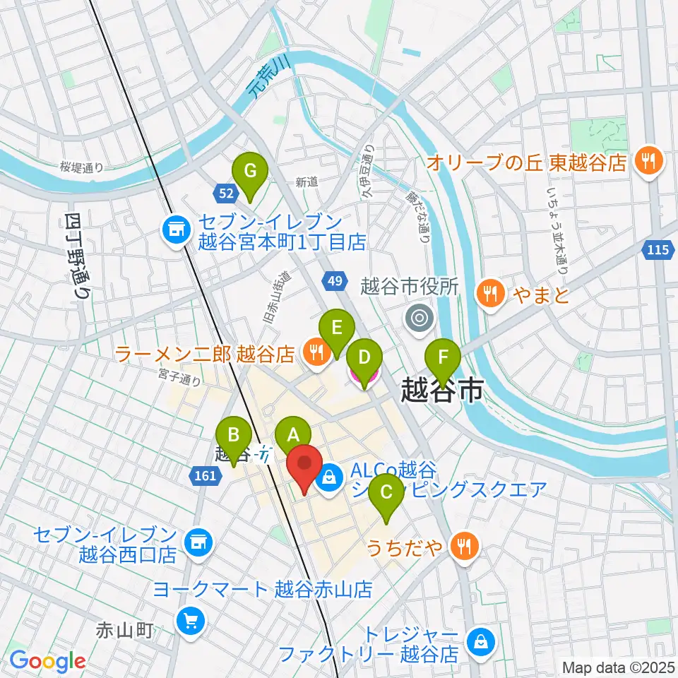 越谷イージーゴーイングス周辺のホテル一覧地図
