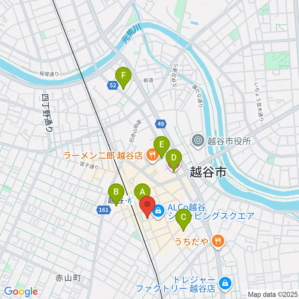 越谷イージーゴーイングス周辺のホテル一覧地図