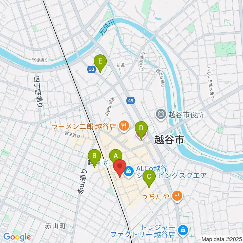 越谷イージーゴーイングス周辺のホテル一覧地図