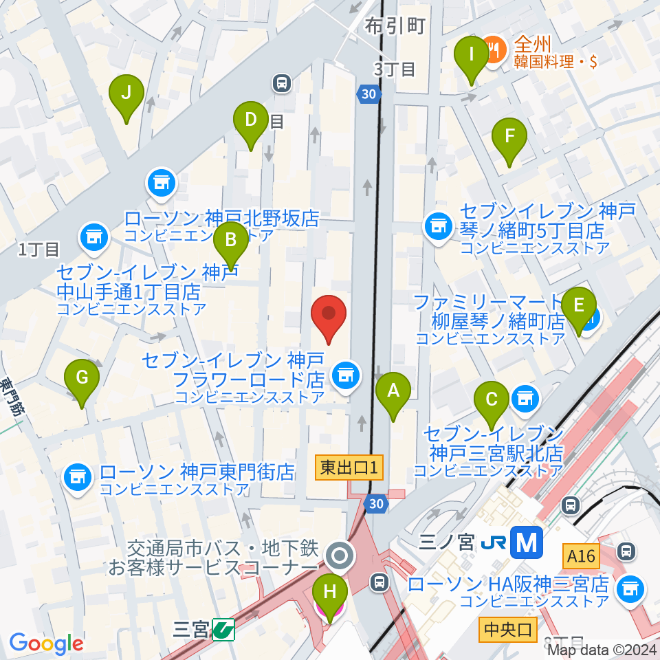 ヤマハミュージック 神戸店周辺のホテル一覧地図