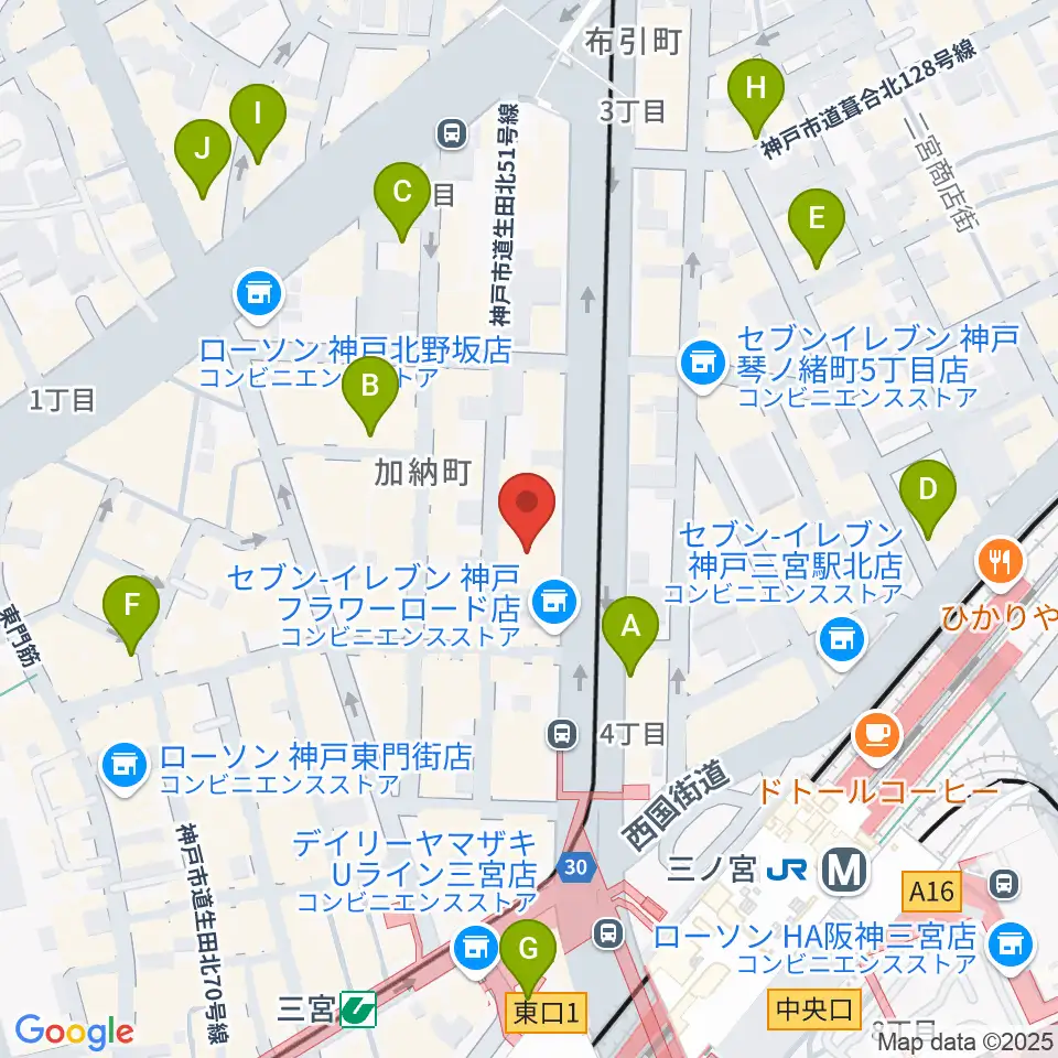 ヤマハミュージック 神戸店周辺のホテル一覧地図