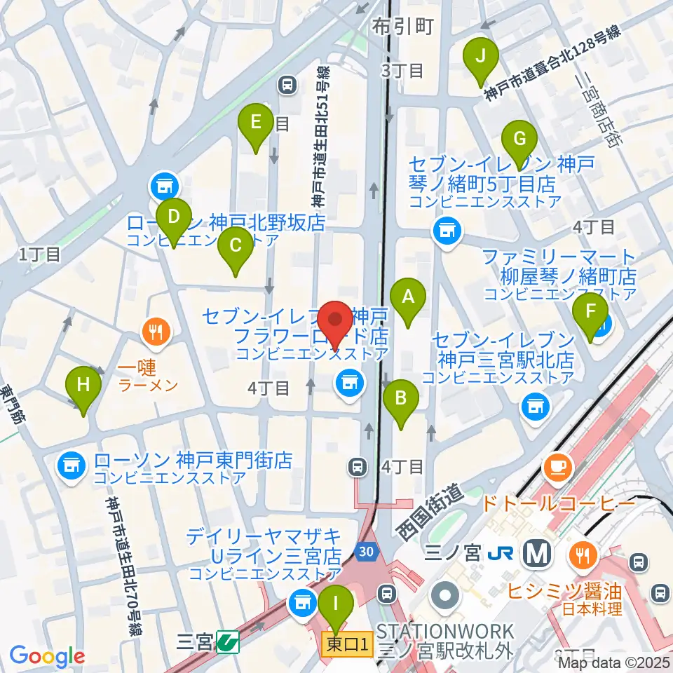 ヤマハミュージック 神戸店周辺のホテル一覧地図