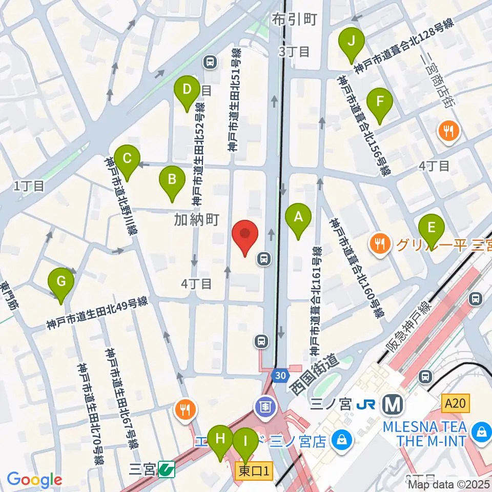 ヤマハミュージック 神戸店周辺のホテル一覧地図