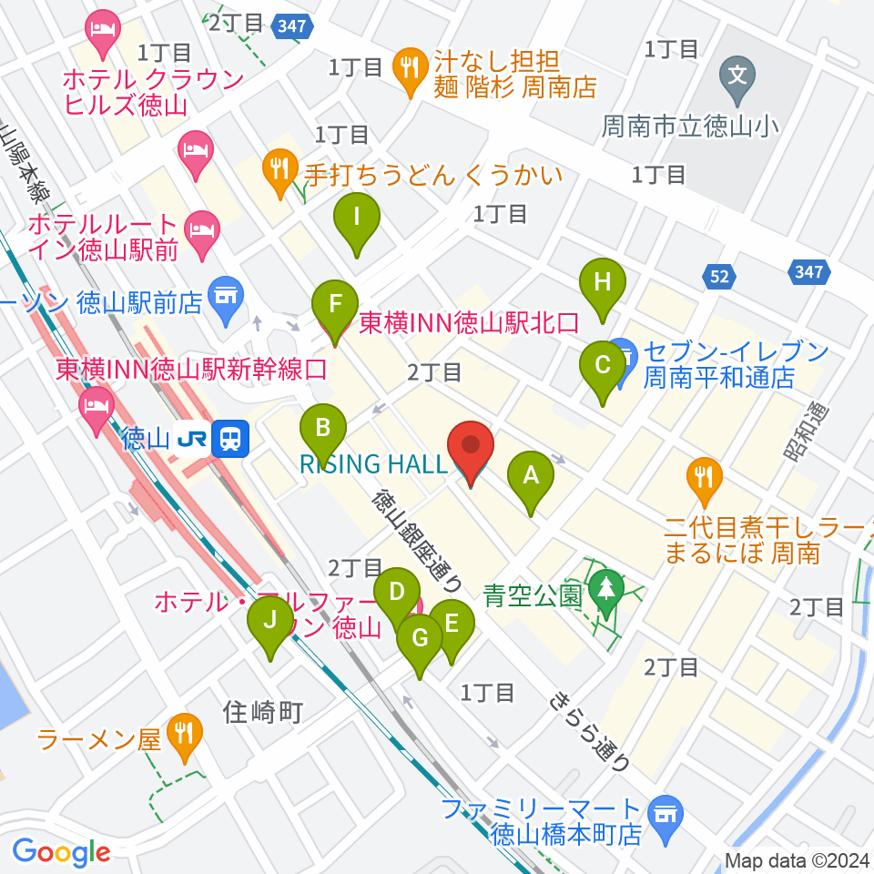 周南RISING HALL周辺のホテル一覧地図