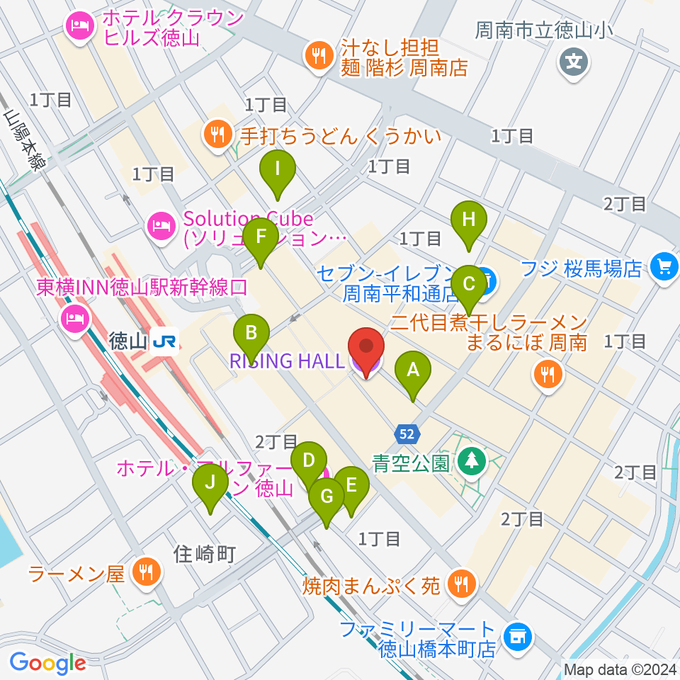 周南RISING HALL周辺のホテル一覧地図