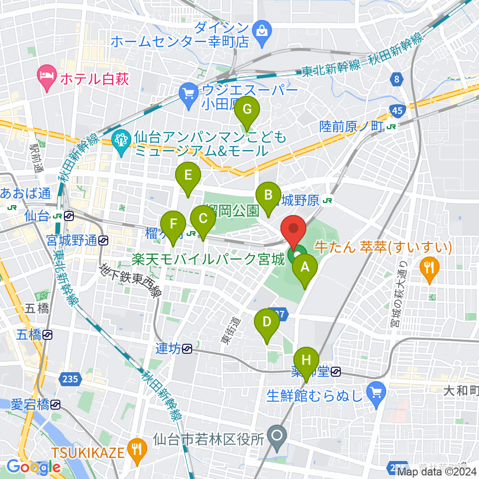 Rakuten.FM TOHOKU周辺のホテル一覧地図