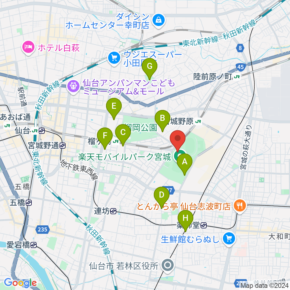 Rakuten.FM TOHOKU周辺のホテル一覧地図