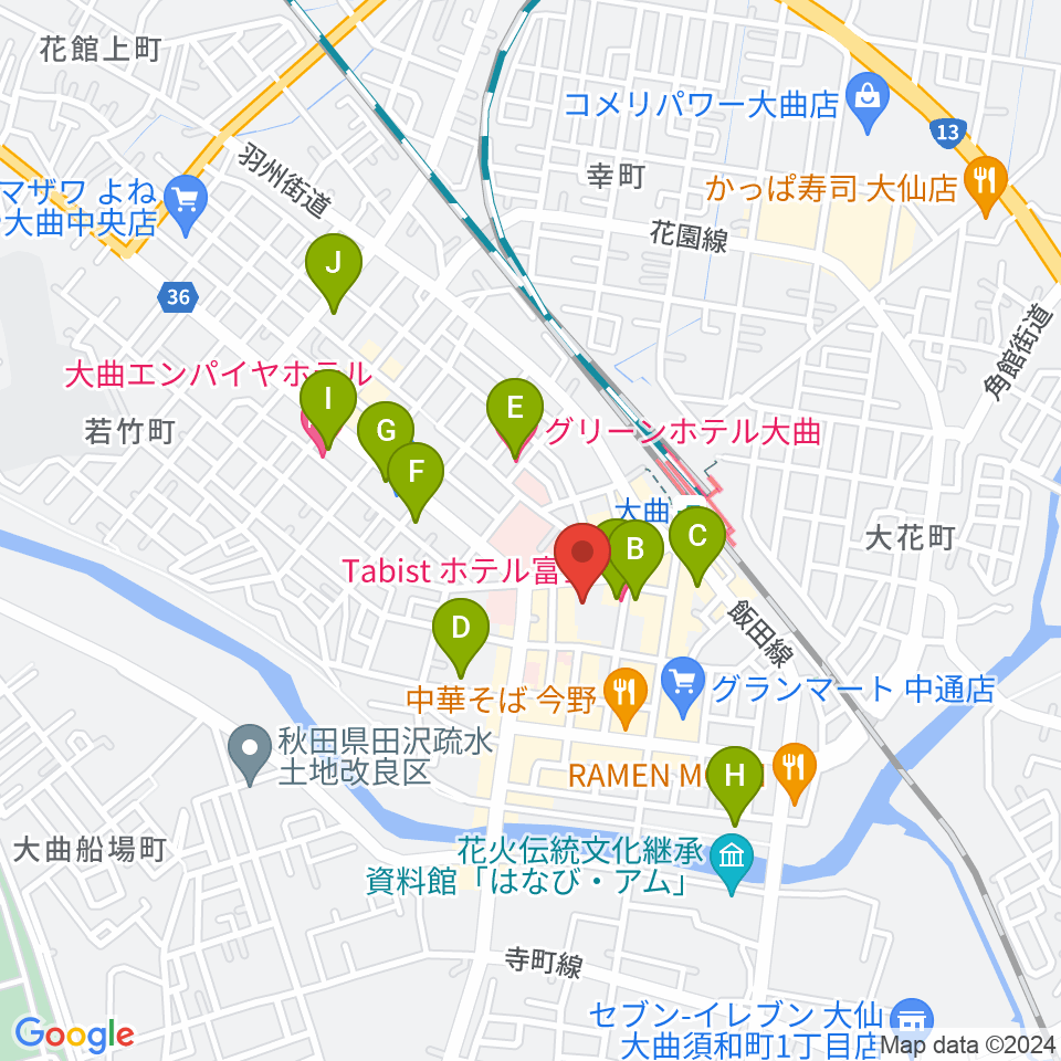 FMはなび周辺のホテル一覧地図