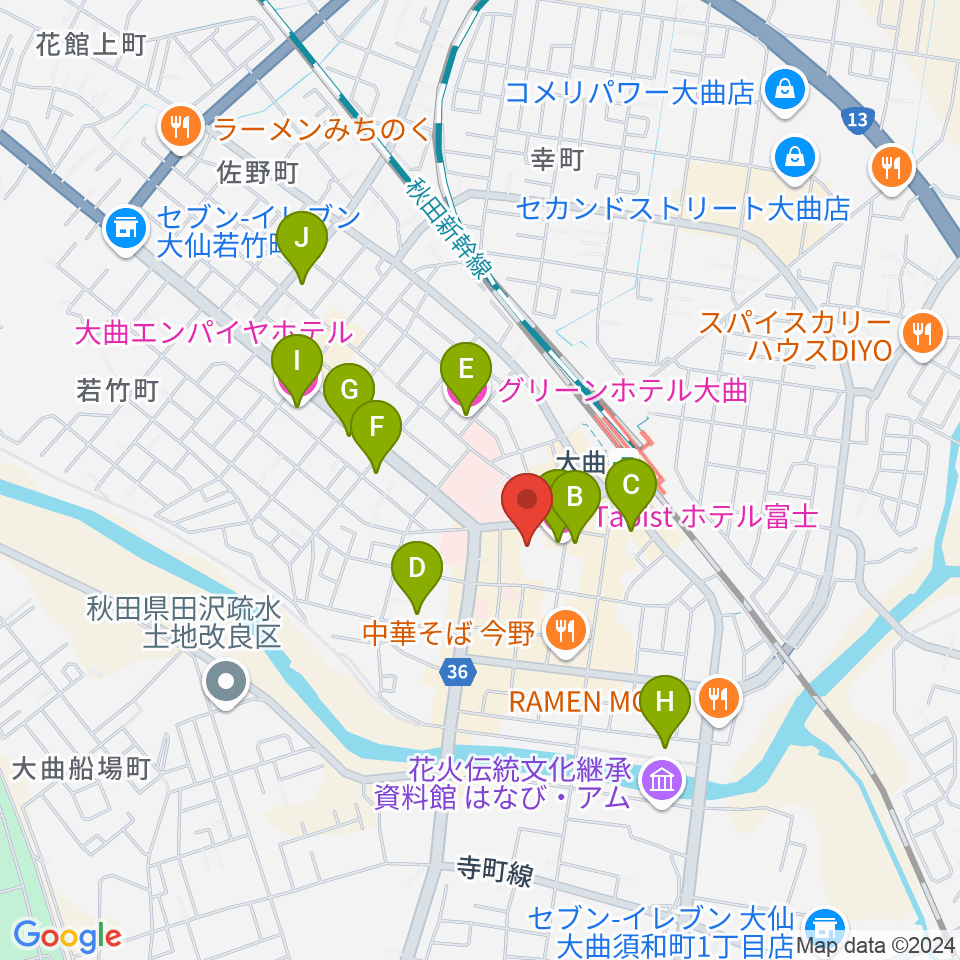 FMはなび周辺のホテル一覧地図