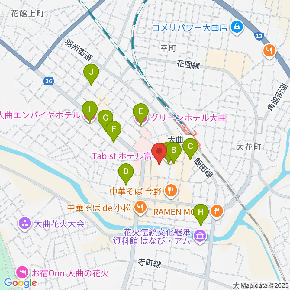 FMはなび周辺のホテル一覧地図