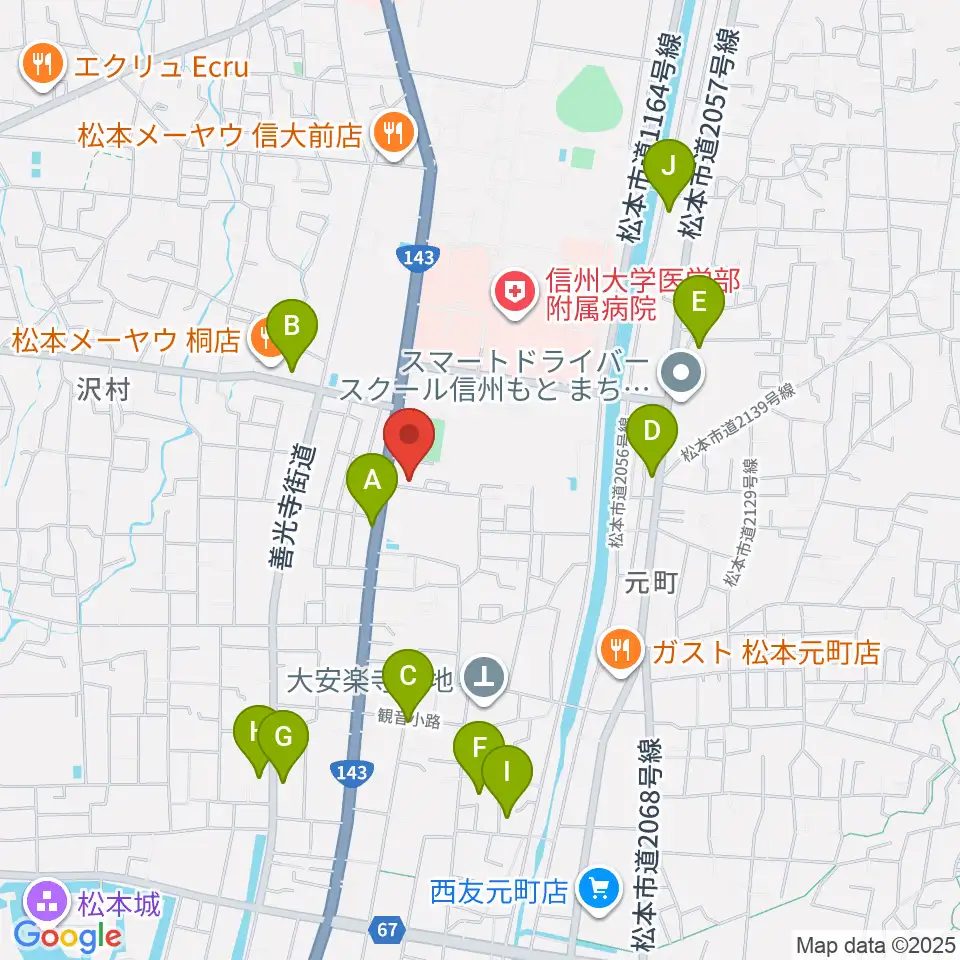 鈴木鎮一記念館周辺のホテル一覧地図
