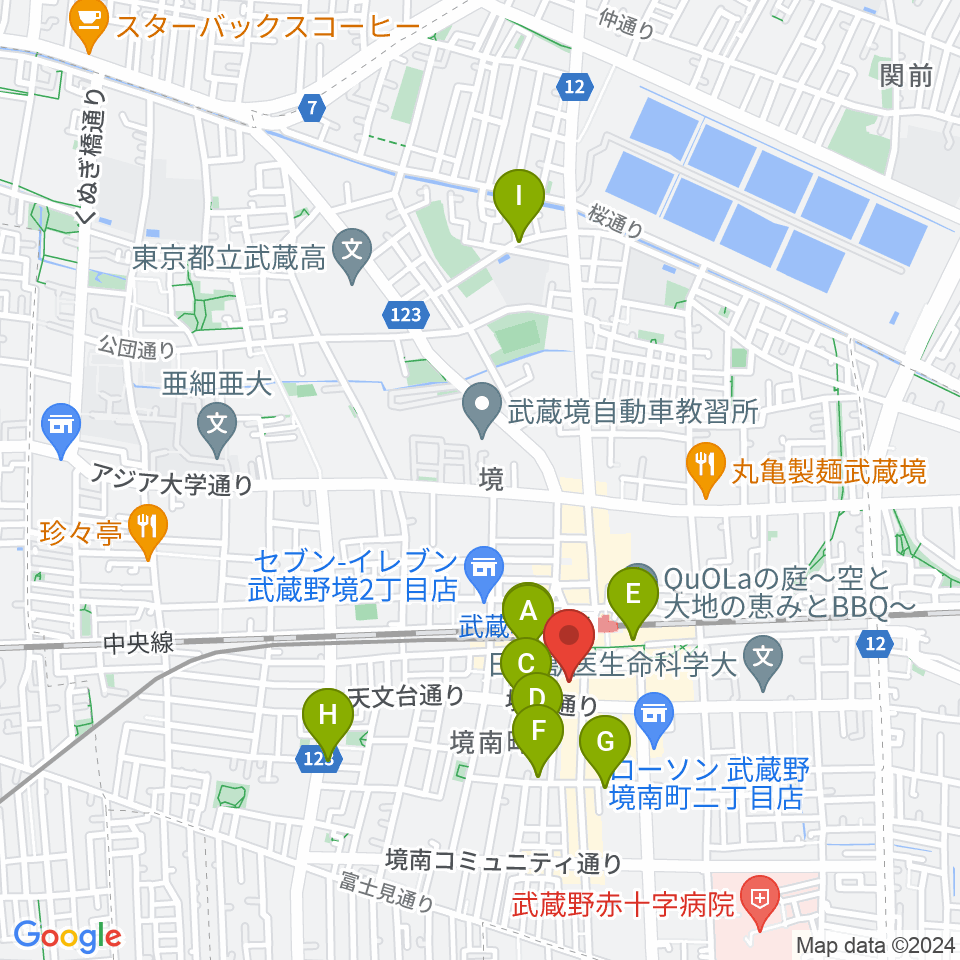 武蔵野プレイス周辺のホテル一覧地図