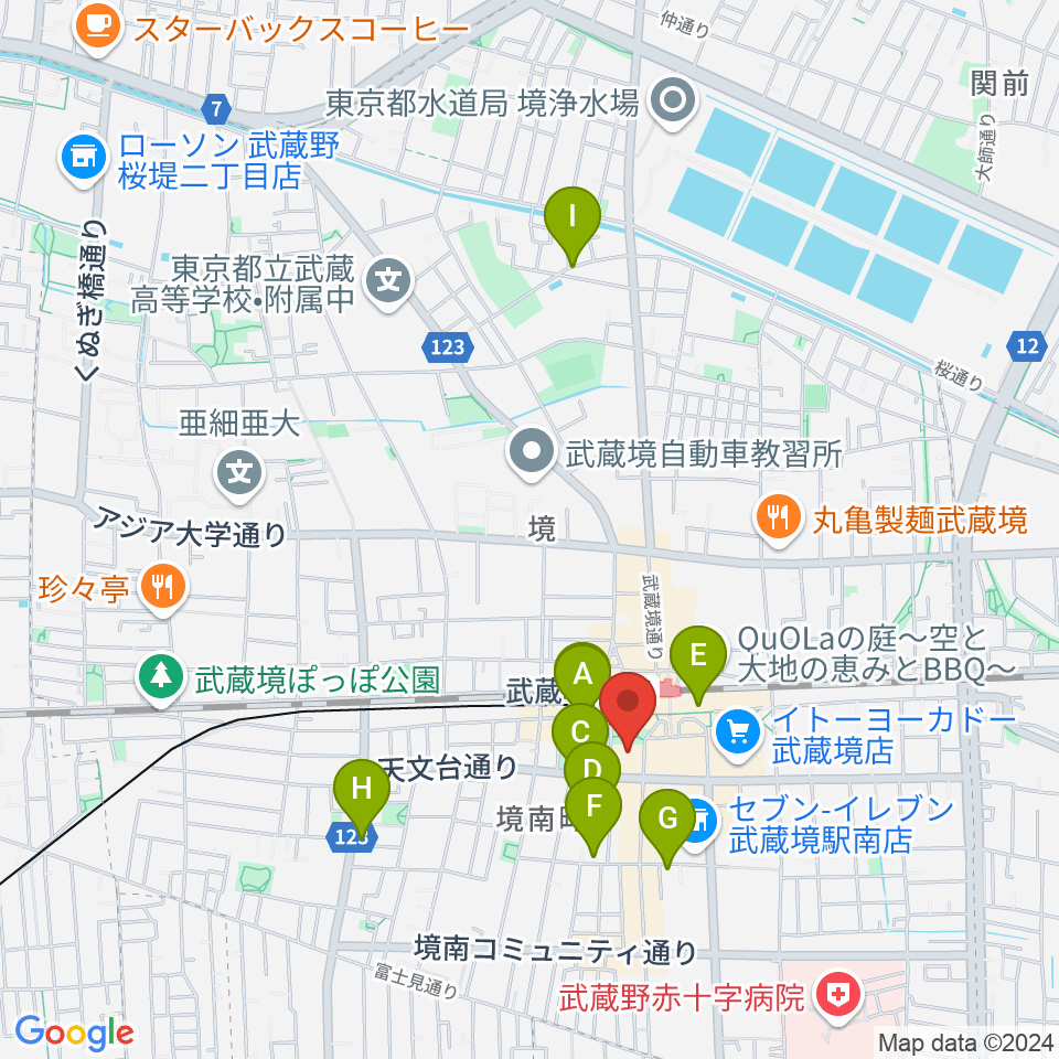 武蔵野プレイス周辺のホテル一覧地図