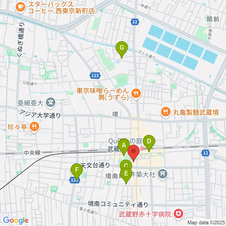武蔵野プレイス周辺のホテル一覧地図